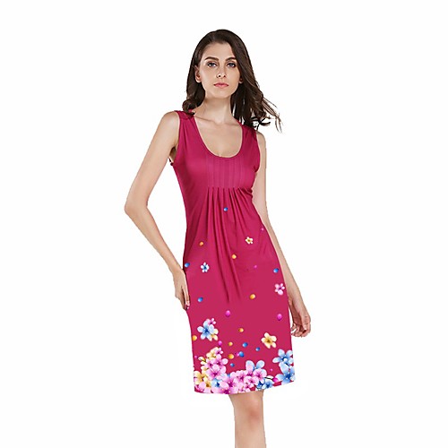 

Women's Fuchsia Green Dress Sheath Floral Strap S XL