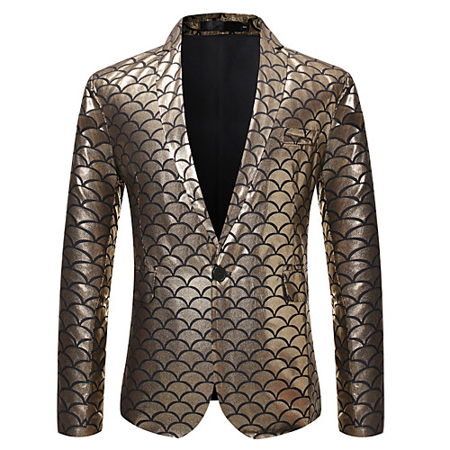 

Men's Blazer Peaked Lapel Polyester Yellow / Gold
