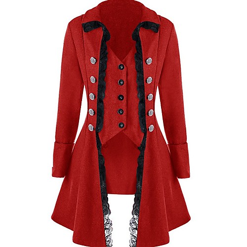 

Women's Daily Regular Trench Coat, Solid Colored Shirt Collar Long Sleeve Spandex Black / Red / Gray