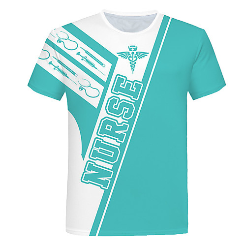 

Men's Daily Going out Basic T-shirt - 3D / Graphic / Letter Print Light Blue
