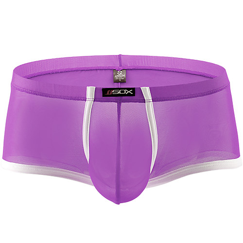 

Men's Mesh Boxers Underwear - Normal Low Waist Black White Purple M L XL