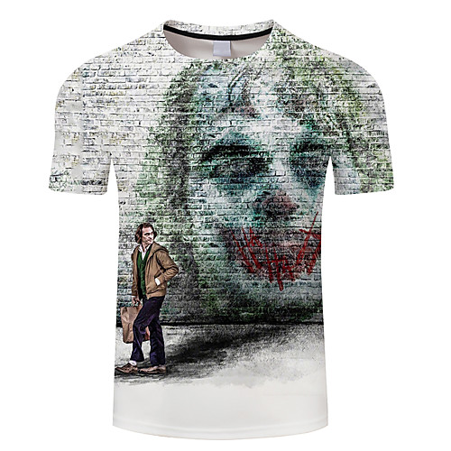 

Men's Daily Going out Vintage T-shirt - Geometric / 3D / Portrait Print White