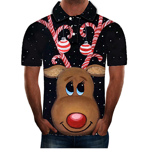 

Men's Daily Going out Street chic / Exaggerated Polo - Color Block / 3D / Graphic Black