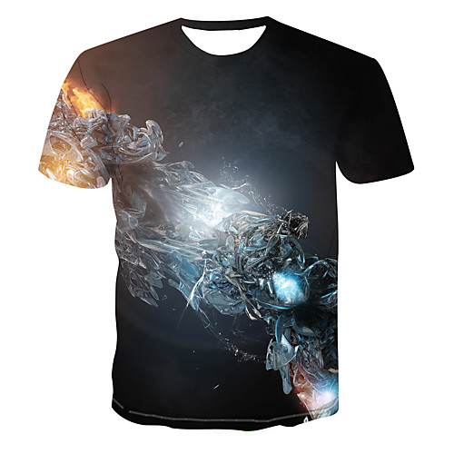 

Men's Club Weekend Street chic / Punk & Gothic T-shirt - Color Block / 3D / Machine Print Dark Gray
