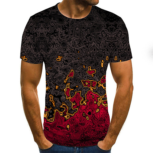 

Men's Plus Size 3D Graphic T-shirt Basic Daily Round Neck Rainbow / Short Sleeve