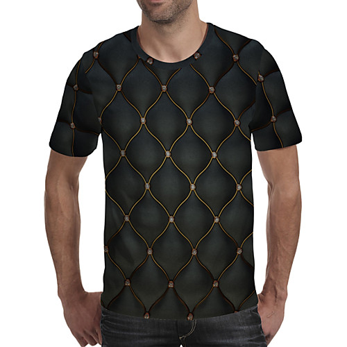 

Men's Daily Going out Exaggerated T-shirt - Geometric / 3D / Graphic Print Rainbow