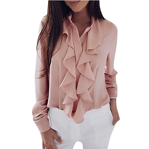 

Women's Daily Blouse - Solid Colored Blushing Pink