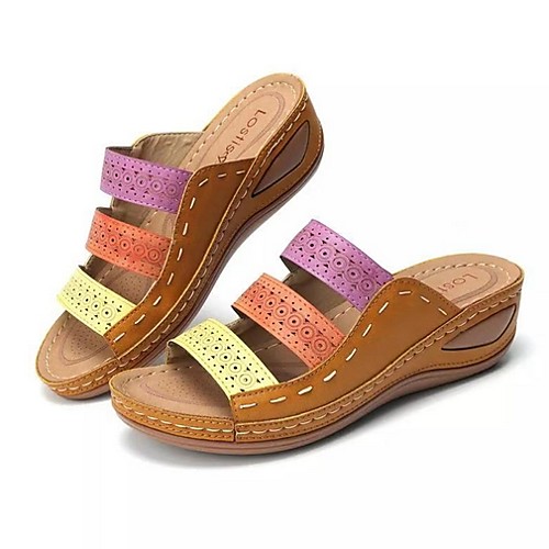 

Women's Sandals Flat Heel Round Toe Suede Spring & Summer Light Brown / Blue / White / Color Block