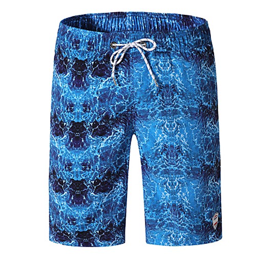 

Men's Basic Light Blue Blue Swim Trunk Beach board shorts Swimwear Swimsuit - Geometric Lace up Print M L XL Light Blue