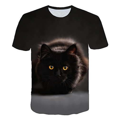 

Men's Daily Sports Basic / Exaggerated T-shirt - Color Block / 3D / Animal Print Black