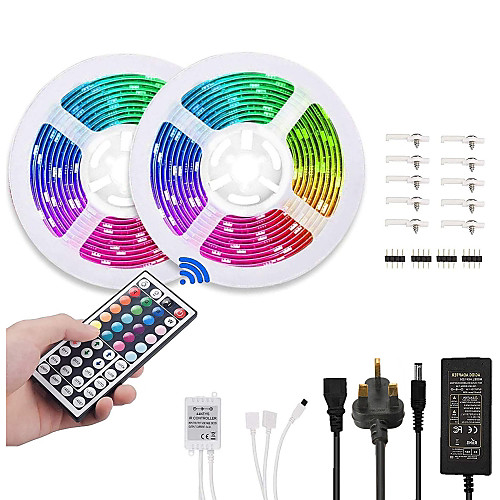 

2x5M Flexible LED Light Strips / Light Sets / RGB Strip Lights 2150 LEDs SMD5050 10mm 1 44Keys Remote Controller / 1Set Mounting Bracket / 1 X 12V 5A Power Supply 1 set Multi Color Christmas / New