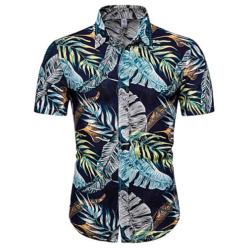 

Men's Daily Going out Basic / Exaggerated T-shirt - Floral / 3D Black