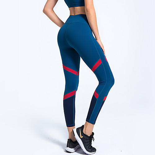 

Women's Sporty / Basic Legging - Geometric / Solid Colored High Waist Blue Black S M L