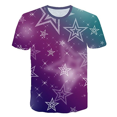 

Men's Daily Sports Basic / Exaggerated T-shirt - Color Block / 3D Print Rainbow