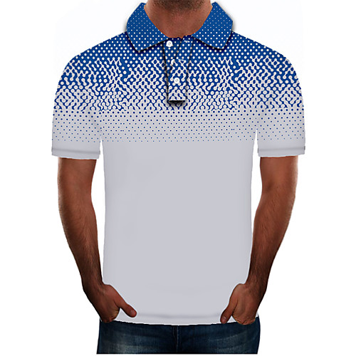 

Men's Daily Going out Street chic / Exaggerated Polo - Color Block / 3D / Graphic Blue