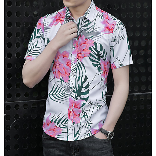

Men's Daily Weekend Basic / Elegant Shirt - Floral / 3D White