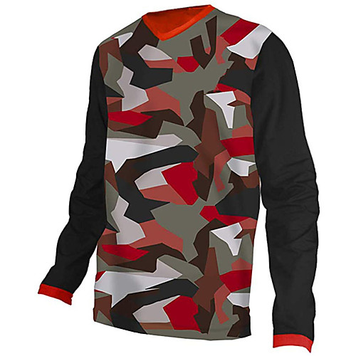 

21Grams Men's Long Sleeve Cycling Jersey Downhill Jersey Dirt Bike Jersey 100% Polyester Camouflage Camo / Camouflage Bike Jersey Top Mountain Bike MTB Road Bike Cycling UV Resistant Breathable Quick