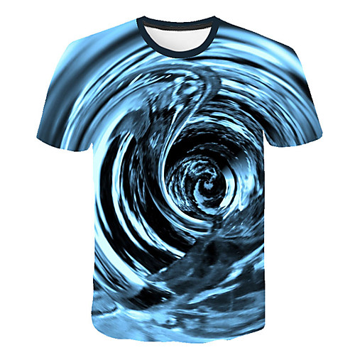 

Men's Daily Sports Street chic / Exaggerated T-shirt - Geometric / Color Block / 3D Print Blue
