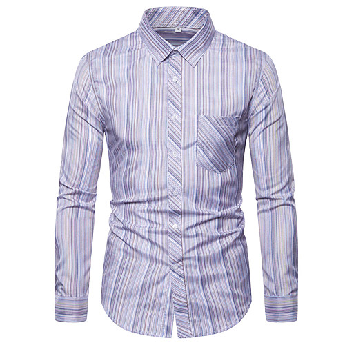 

Men's Daily Work Business / Basic Shirt - Striped Light Blue