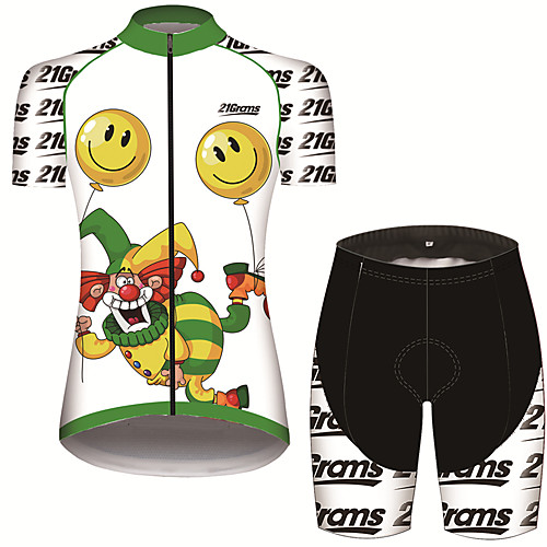 

21Grams Women's Short Sleeve Cycling Jersey with Shorts Black / White Balloon Funny Clown Bike Clothing Suit Breathable 3D Pad Quick Dry Ultraviolet Resistant Sweat-wicking Sports Balloon Mountain