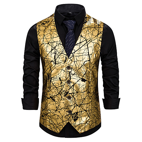 

Men's Vest, Striped V Neck Cotton Gold / Silver