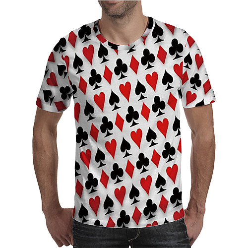 

Men's Holiday Going out Street chic / Exaggerated T-shirt - Geometric / Color Block / 3D Print Rainbow