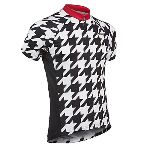 

21Grams Men's Short Sleeve Cycling Jersey 100% Polyester Black / White Plaid / Checkered Bike Jersey Top Mountain Bike MTB Road Bike Cycling UV Resistant Breathable Quick Dry Sports Clothing Apparel