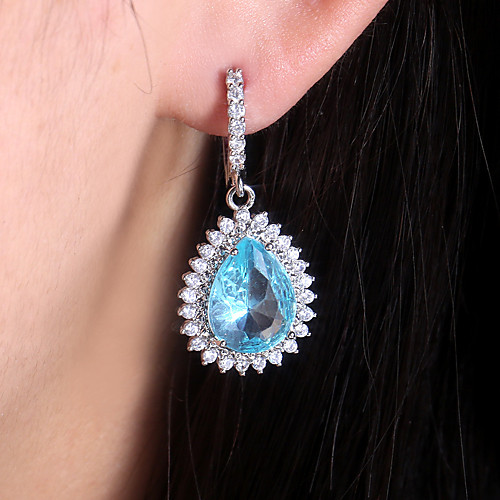 

Women's Stud Earrings Hoop Earrings Pear Cut Luxury Classic Earrings Jewelry Blue For Party Evening Gift Formal Date 1 Pair