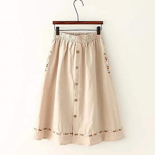 

Women's A Line Skirts - Solid Colored Green White Beige One-Size