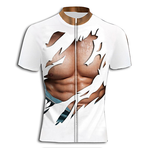 

Men's Daily Spring & Summer Regular Jacket, Geometric Stand Short Sleeve Polyester White