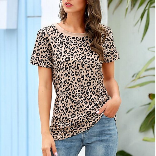 

Women's Daily T-shirt - Leopard Khaki