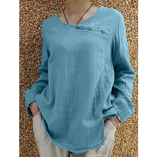 

Women's Daily Blouse - Solid Colored Blue