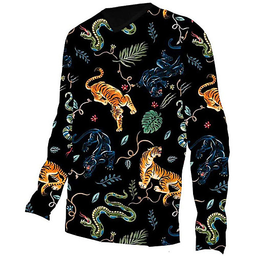 

21Grams Men's Long Sleeve Cycling Jersey Downhill Jersey Dirt Bike Jersey 100% Polyester Black Animal Floral Botanical Tiger Bike Jersey Top Mountain Bike MTB Road Bike Cycling UV Resistant / Snake