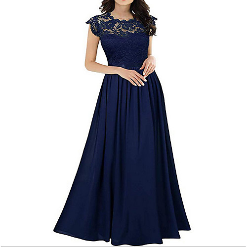 

Women's Maxi Wine Green Dress Swing Solid Color S M