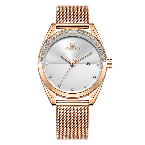 

NAVIFORCE Ladies Quartz Watches Casual Fashion Black Blue Silver Stainless Steel Japanese Quartz Rose Gold GoldenWhite Blue Water Resistant / Waterproof Calendar / date / day New Design 30 m 1 pc