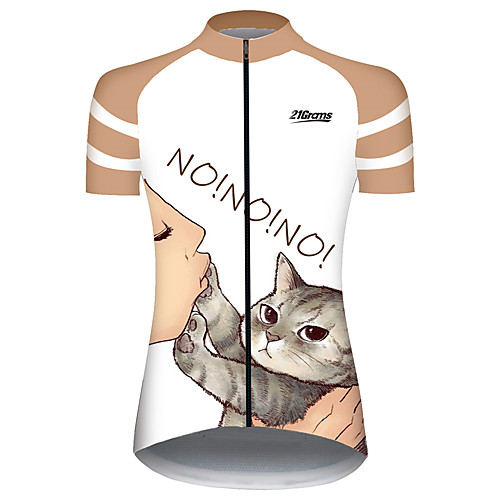 

21Grams Women's Short Sleeve Cycling Jersey 100% Polyester OrangeWhite Cat Animal Bike Jersey Top Mountain Bike MTB Road Bike Cycling UV Resistant Breathable Quick Dry Sports Clothing Apparel
