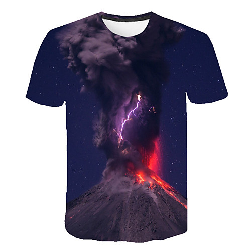 

Men's Daily Sports Street chic / Exaggerated T-shirt - 3D / Scenery / Flame Print Rainbow