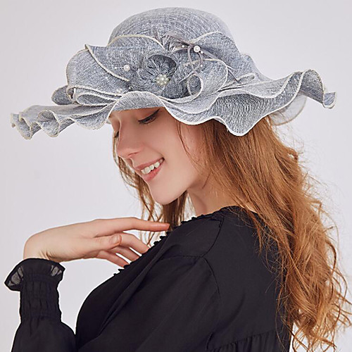 

Vintage Style Fashion Tulle / Imitation Pearl / Organza Hats / Headwear with Feather / Bowknot / Imitation Pearl 1 Piece Wedding / Outdoor Headpiece