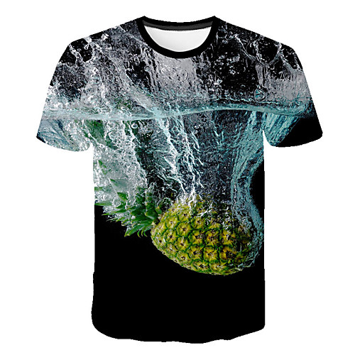 

Men's Daily Sports Basic / Exaggerated T-shirt - Color Block / 3D / Fruit Pineapple, Print Rainbow
