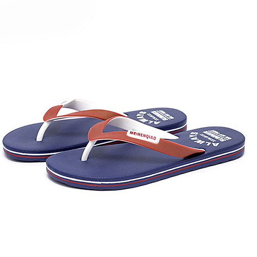 

Men's PU Spring & Summer Casual Slippers & Flip-Flops Breathable Color Block Dark Red / Orange / Blue