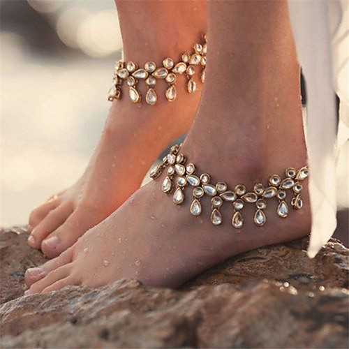 

Anklet Luxury Boho Fashion Women's Body Jewelry For Party Evening Beach Chandelier Alloy Gold Silver 1 Piece