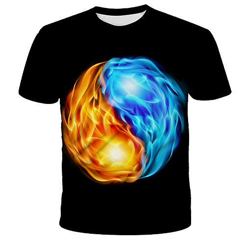 

Men's Daily Holiday Street chic / Exaggerated T-shirt - 3D / Tie Dye / Animal Wolf, Print Rainbow