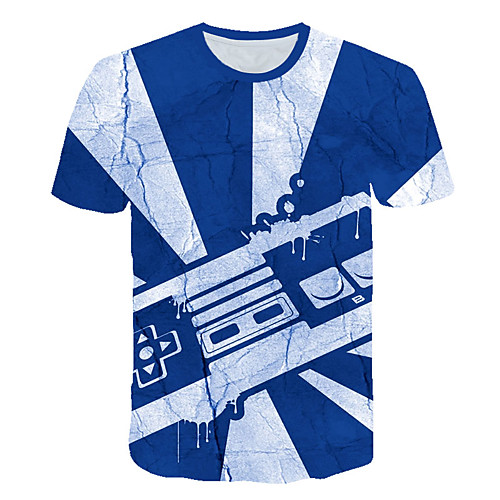 

Men's Daily Sports Street chic / Exaggerated T-shirt - Geometric / 3D / Machine Print Rainbow