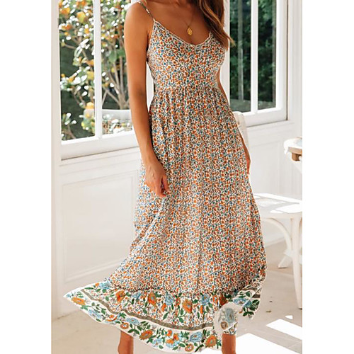 

Women's White Dress Loose Print Strap S M