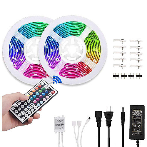 

2x5M Flexible LED Light Strips / Light Sets / RGB Strip Lights 2150 LEDs SMD5050 10mm 1 44Keys Remote Controller / 1Set Mounting Bracket / 1 X 12V 5A Power Supply 1 set Multi Color Christmas / New