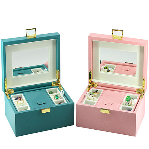 

Jewelry Box - Leather Green, Pink 14.8 cm 21 cm 10 cm / Women's