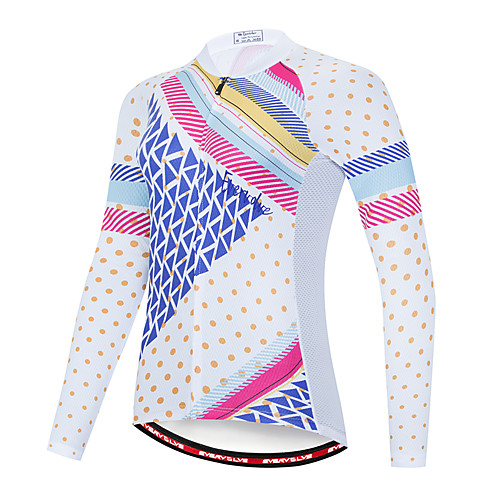 

EVERVOLVE Women's Long Sleeve Cycling Jersey Terylene Blue / White Polka Dot Plaid / Checkered Geometic Bike Jersey Top Mountain Bike MTB Road Bike Cycling Breathable Quick Dry Sweat-wicking Sports