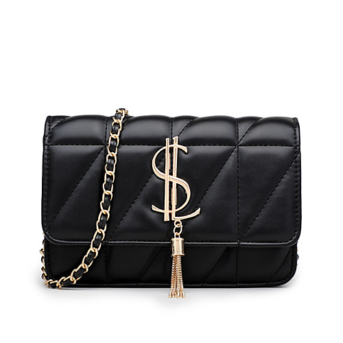 

Women's Buttons PU Crossbody Bag Lattice Black / White