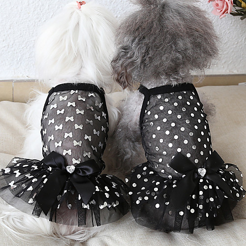 

Dog Costume Dress Dog Clothes Breathable Rainbow White Black Costume Beagle Bichon Frise Chihuahua Fabric Polka Dot Voiles & Sheers Bowknot Stylish Casual / Sporty XS S M L XL