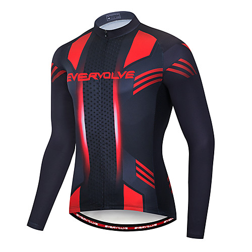 

EVERVOLVE Men's Long Sleeve Cycling Jersey Terylene Black Geometic Bike Jersey Top Mountain Bike MTB Road Bike Cycling Breathable Quick Dry Sweat-wicking Sports Clothing Apparel / Stretchy